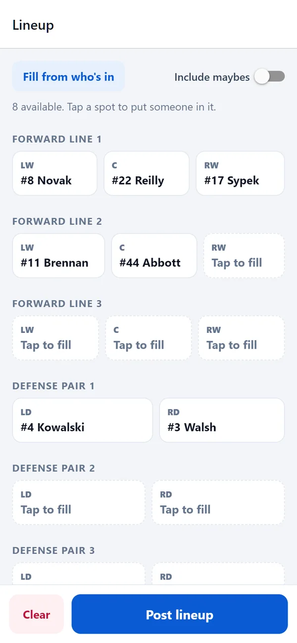 Building the lineup